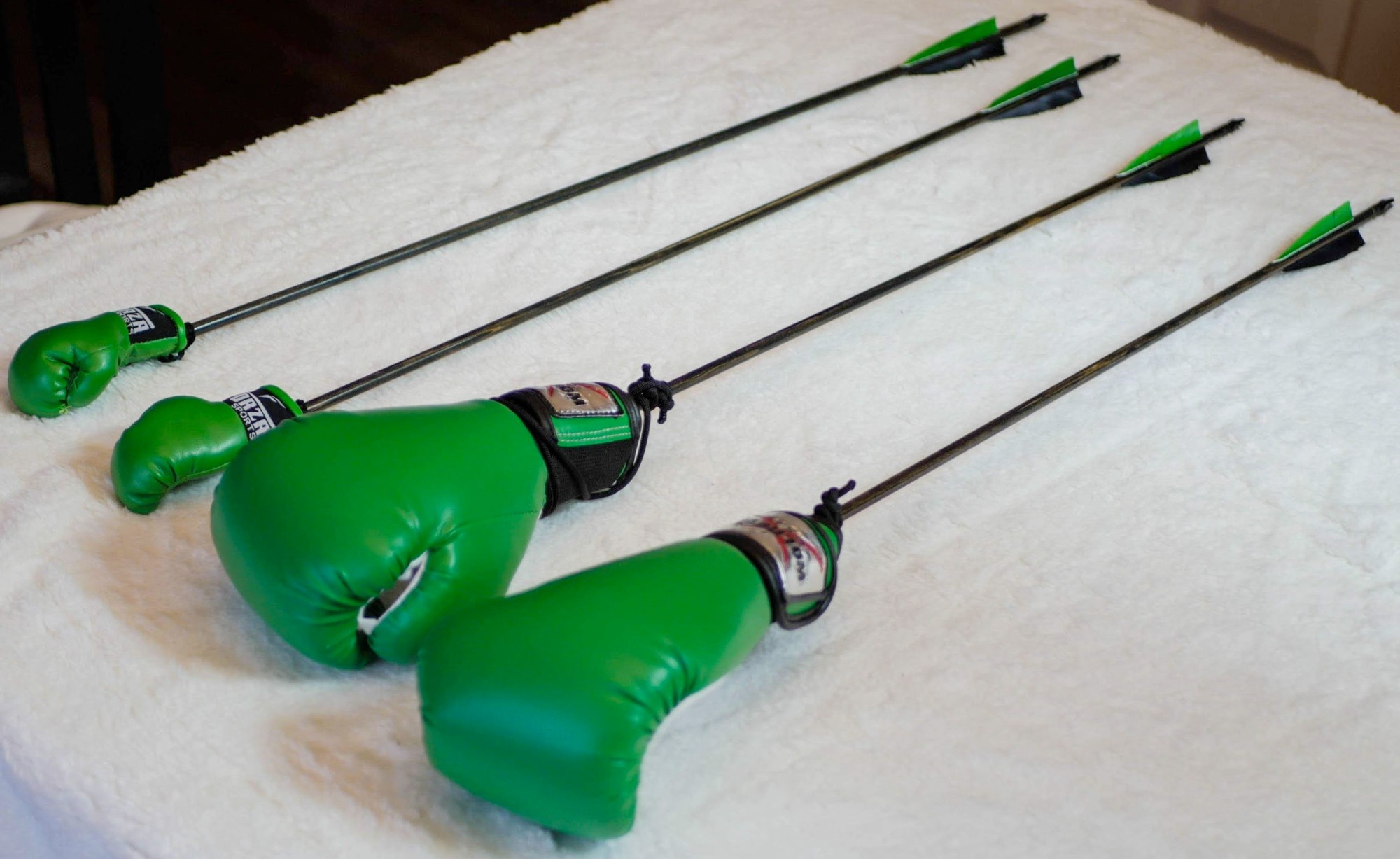 Archery tag arrows with foam boxing glove tips